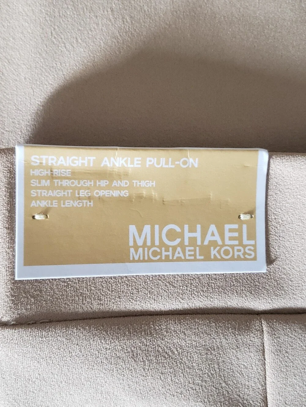 Michael Kors Straight-Leg Ankle  Pull-On Pants in Beige - Classic Everyday Style